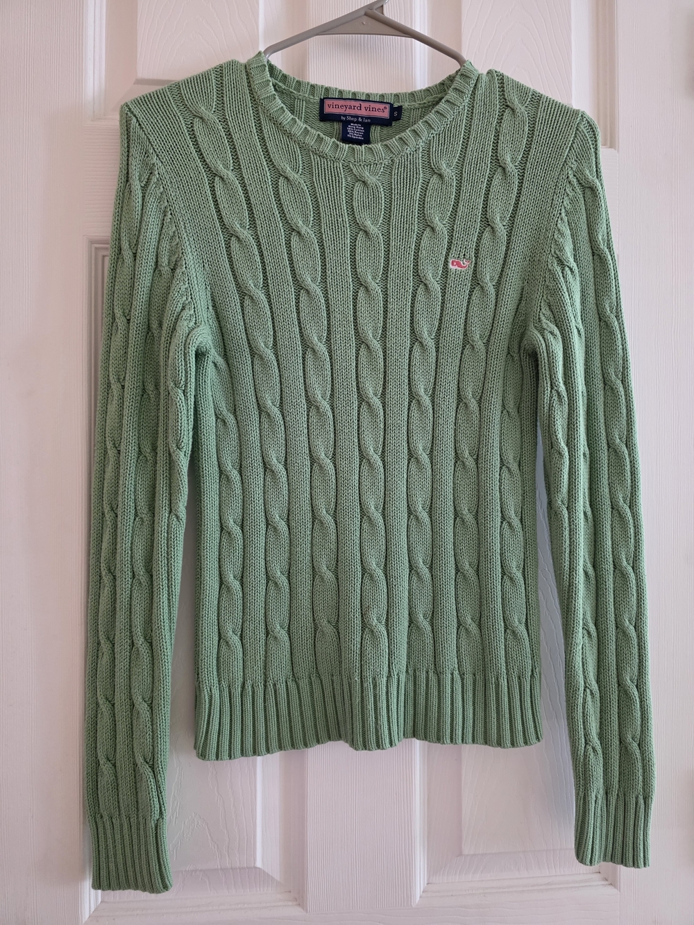 Vineyard Vines Women's Cable Knit Sweater in Light Green
